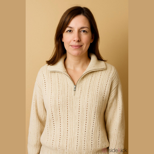 Mango Cream Knit Zip Up Sweater